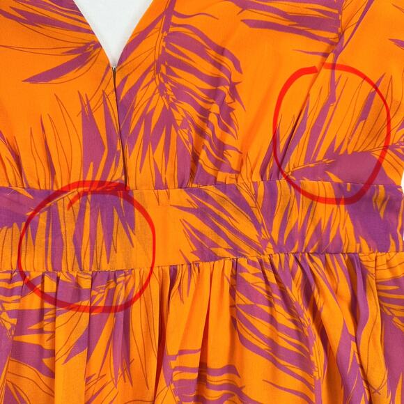 Toccin x RTR Womens Palm Print Open Back Maxi Dress Size 12 Orange - Picture 13 of 16